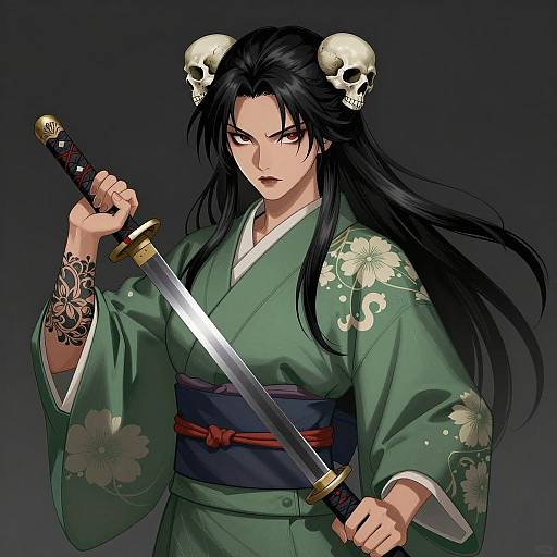 Intense Female Samurai Illustration