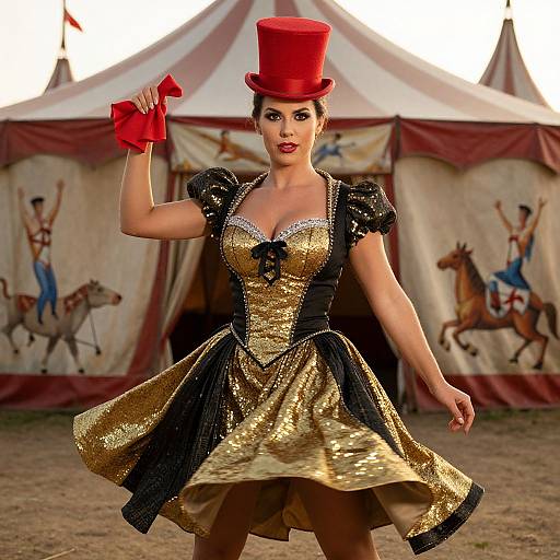 Elegant Female Circus Ringmaster