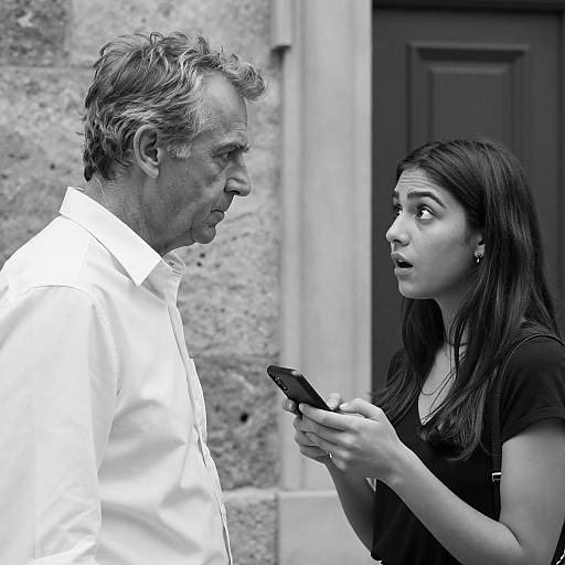 Intense Conversation Between Middle-aged Man and Young Woman