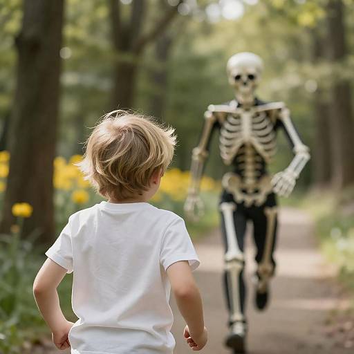 Child Encountering a Mysterious Figure