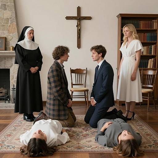 Gathering of Four in a Room Setting