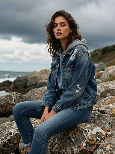 Moody Coastal Portrait in Distressed Denim