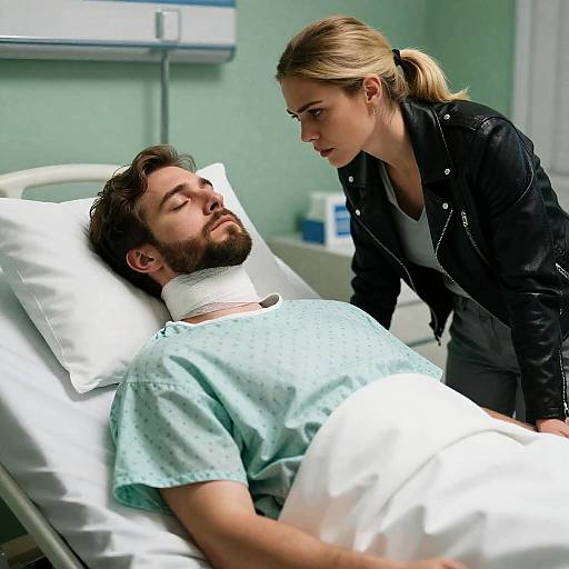 Intense Hospital Scene with Concerned Woman