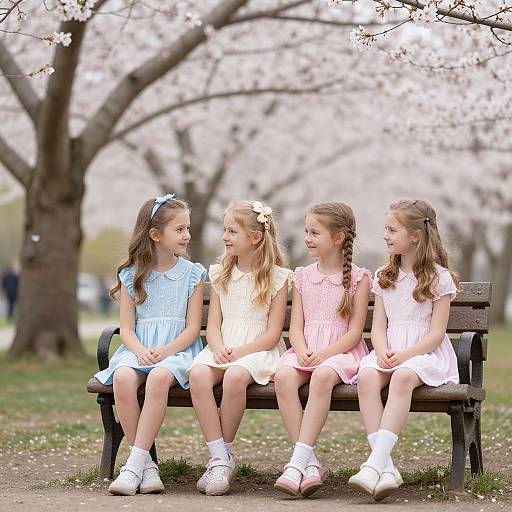 Girls in Cherry Blossom Dresses