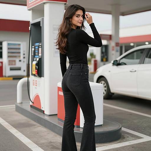 Young Woman at Outdoor Gas Station