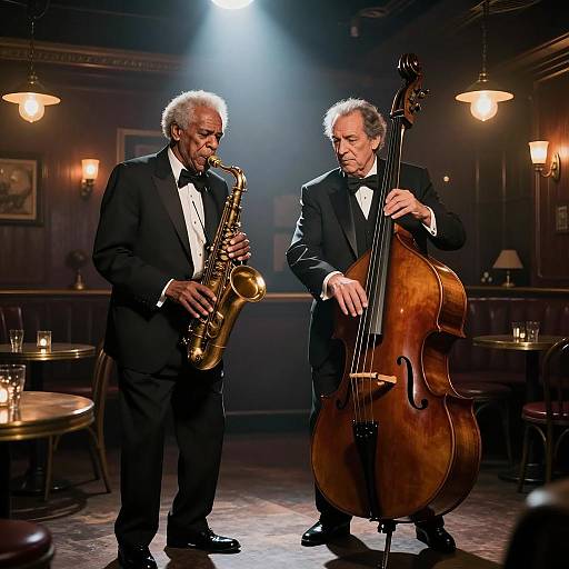 Elderly Jazz Musician in Vintage Nightclub