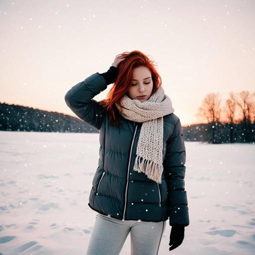 Tranquil Winter Woman at Sunset