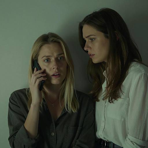 Tense Encounter in a Green-Lit Room