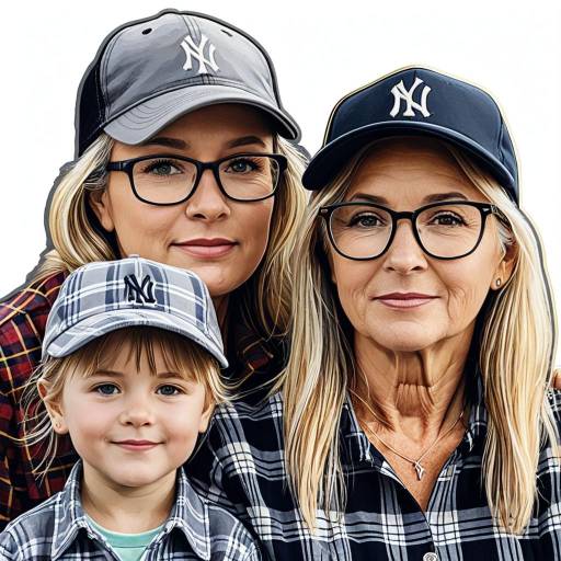Three Generations Wearing Baseball Caps