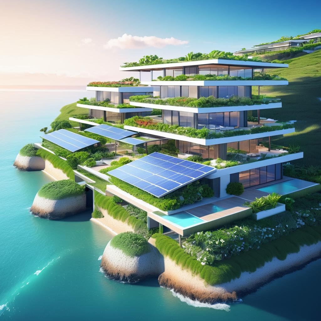 Futuristic Coastal Smart Homes Landscape