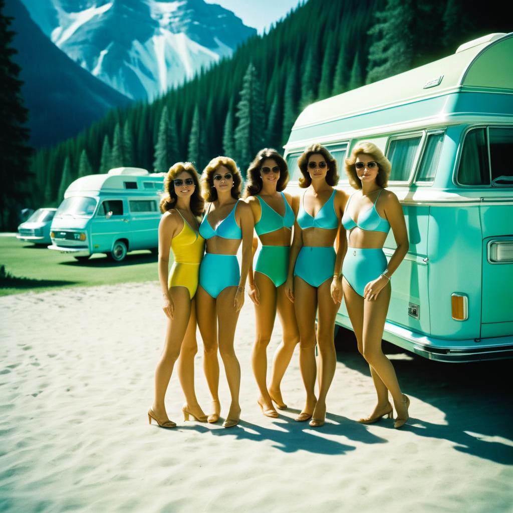 Nostalgic Beachgoers in Banff, 1970s