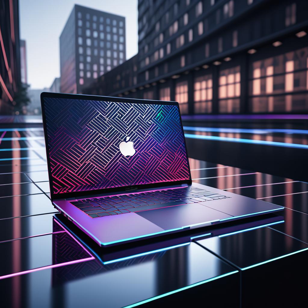 Cinematic Apple Laptop in Urban Setting