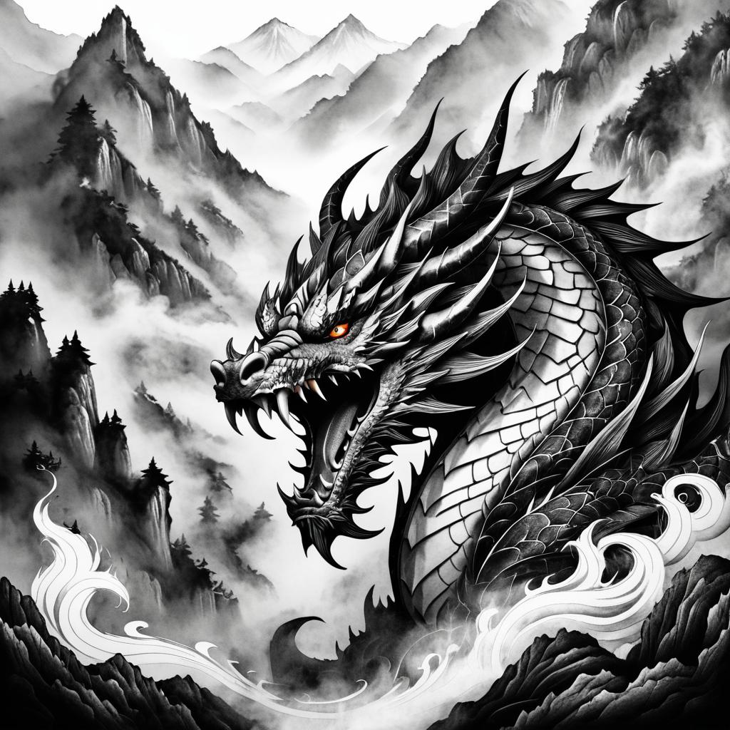 Fierce Dragon in Traditional Fantasy Style