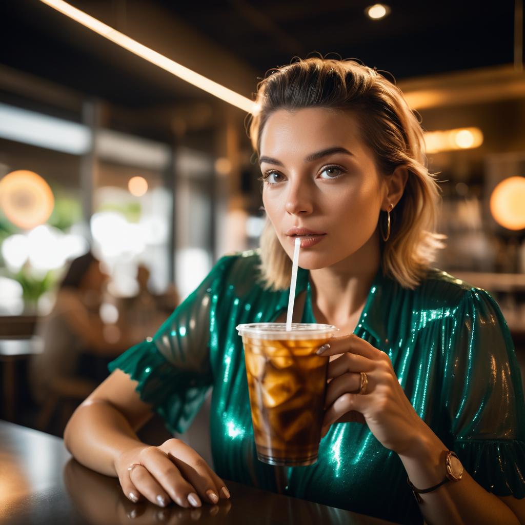 Professional Art Photography of Woman with Iced Coffee