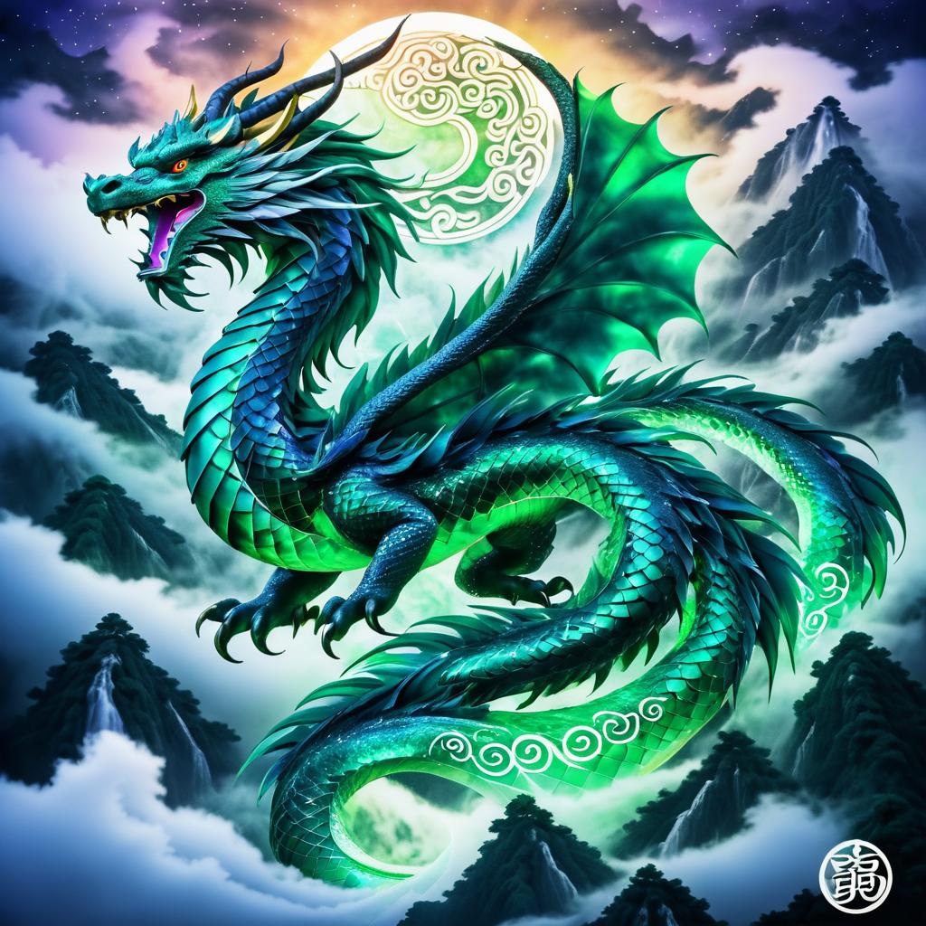 Majestic Dragon Over Misty Mountains