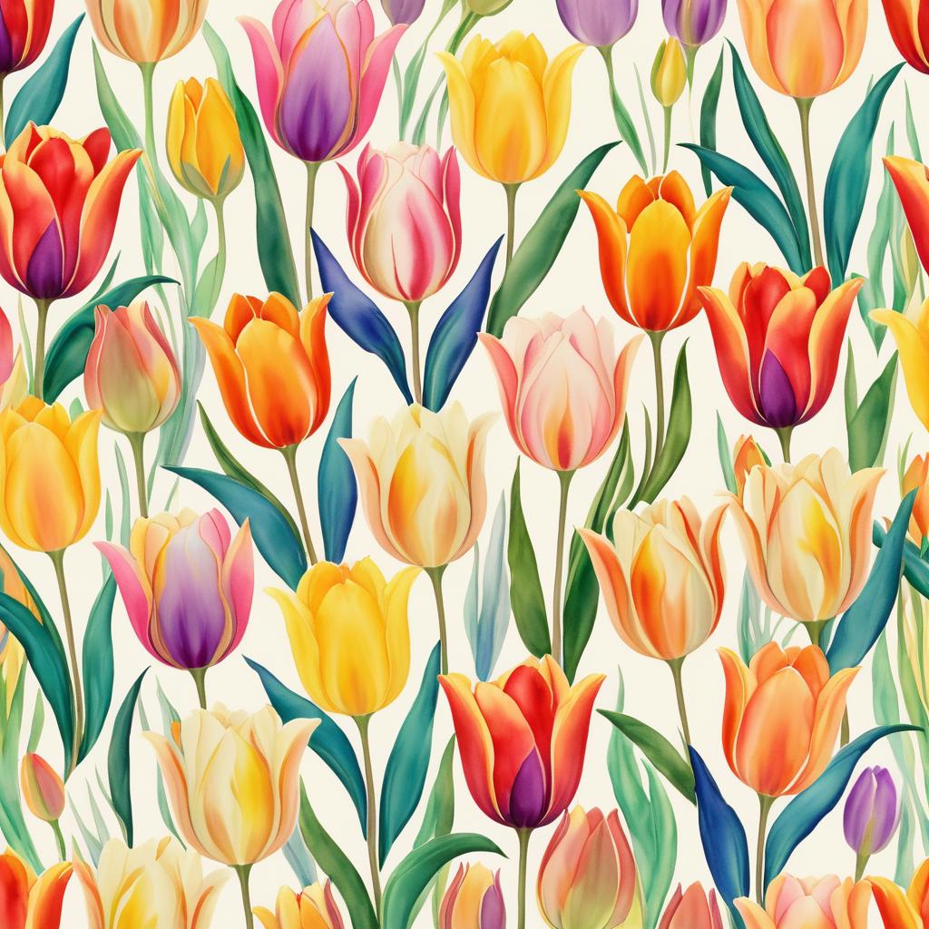 Vibrant Tulip Floral Storybook Illustration