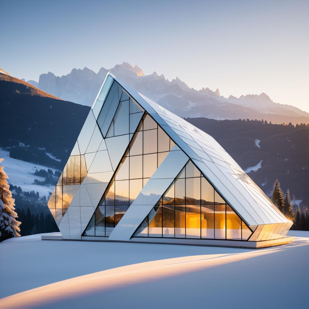 Contemporary Quartz Glass Building at Sunset