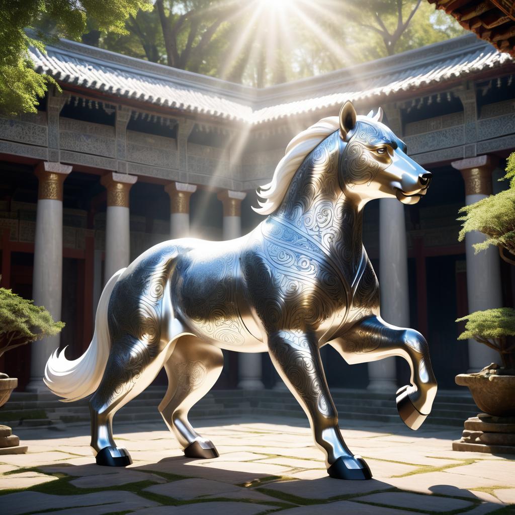 Silver-Patterned Centaur-Bear Guardian