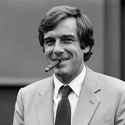 Man Smiling with Cigar in Suit