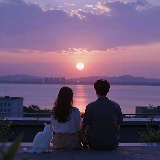 Romantic Sunset at Urban Rooftop