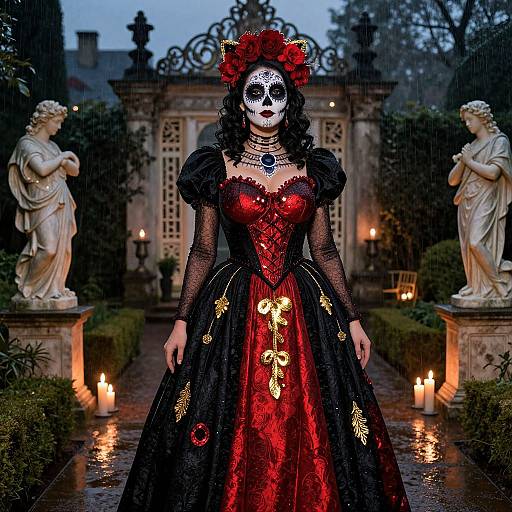 Mysterious Woman in Modern Catrina Costume