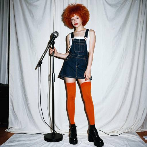 Woman with Orange Afro and Microphone