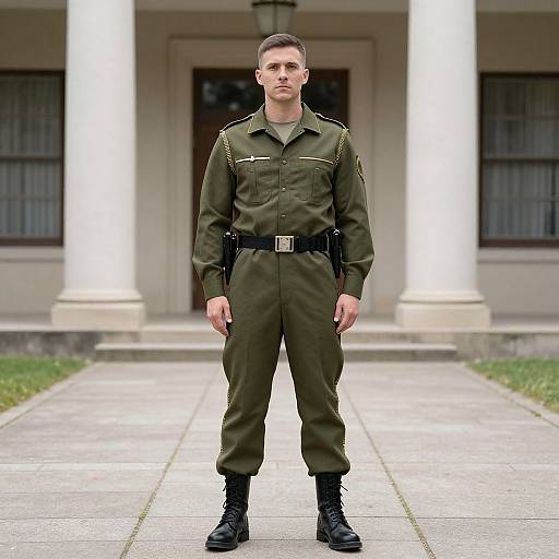 Man in Military Uniform Pose