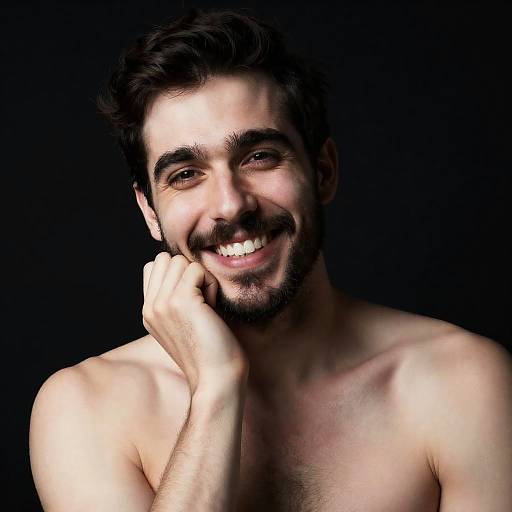 Smiling Shirtless Man with Beard