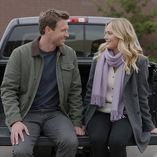 Joyful Couple on Truck Tailgate