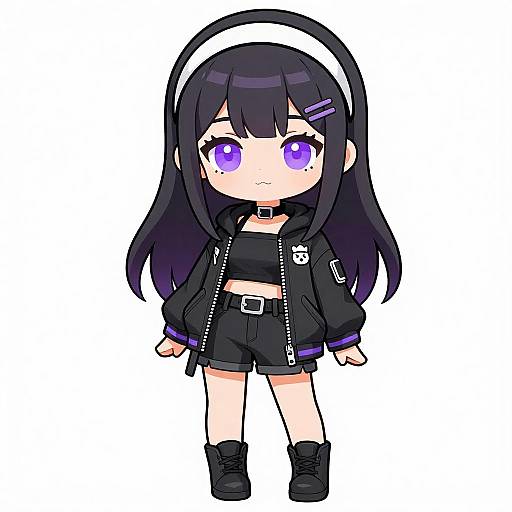 Chibi Girl with Purple Eyes