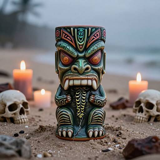 Menacing Zombie Tiki Mug Scene