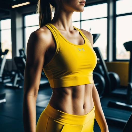 Fit Woman in Yellow Workout Outfit in Gym