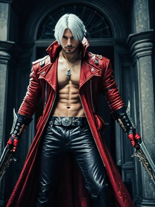Cosplayer in Dante Devil May Cry Costume