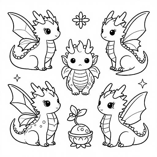 Whimsical Fantasy Creature Coloring Stencil