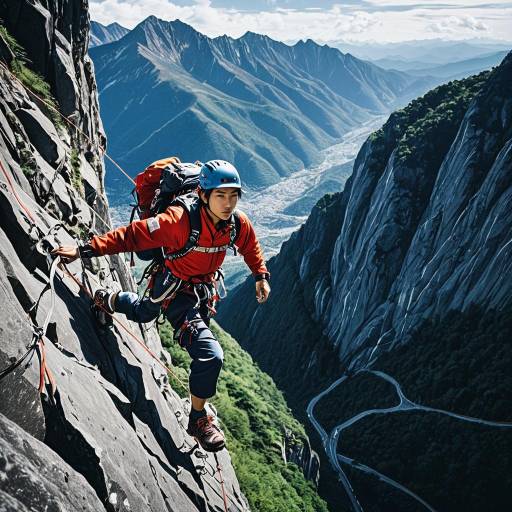Fearless Climber in Dramatic Landscape