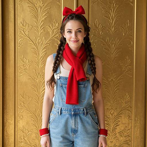 Elegant Model with Braids and Red Accents