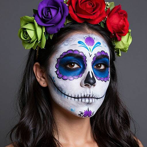 Vibrant Day of the Dead Skull Makeup