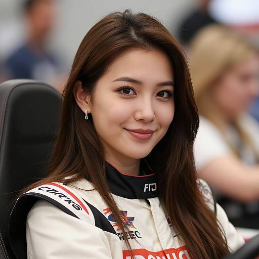 Realistic Portrait of Woman Race Car Driver