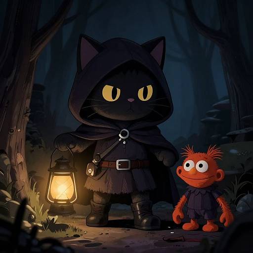 Anthropomorphic Cat Thief in Dark Fantasy