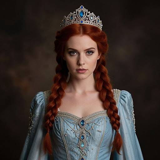 Regal Redhead in Ornate Blue Gown