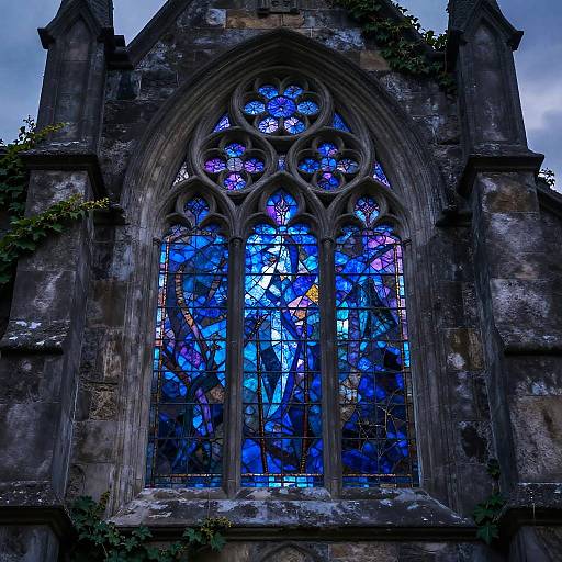 Gothic Window with Glowing Stained Glass
