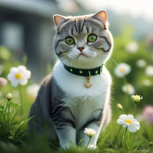 Realistic Scottish Fold Cat Outdoors