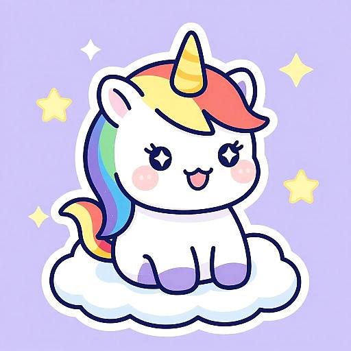 Cheerful Kawaii Unicorn Sticker