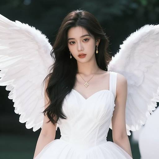 Elegant Female Angel in White