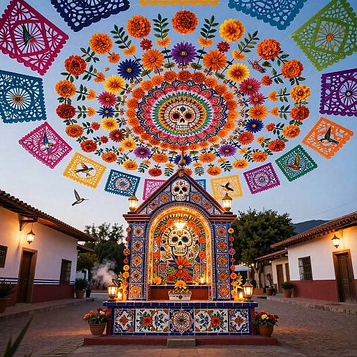 Vibrant Dia de los Muertos Canopy