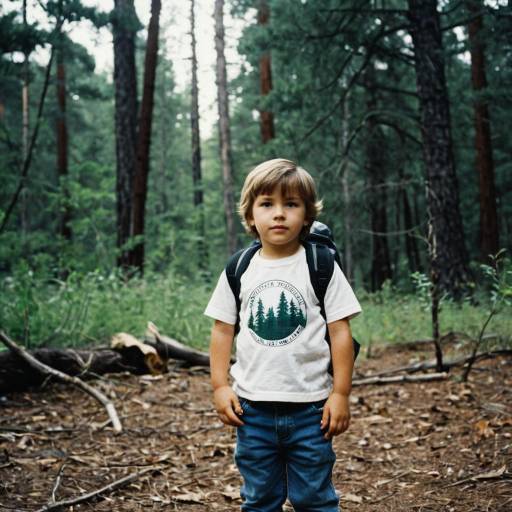 Toddler Boy Standing in Forest with Backpack