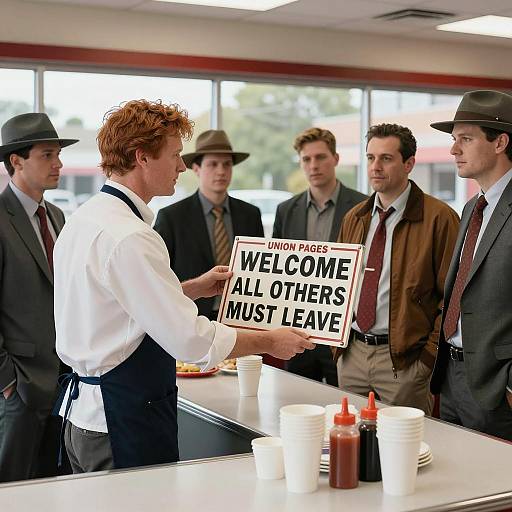 Vintage Diner Scene with Union Sign