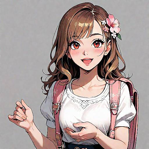 Gyaru Girl in Nature with Smiling Pose