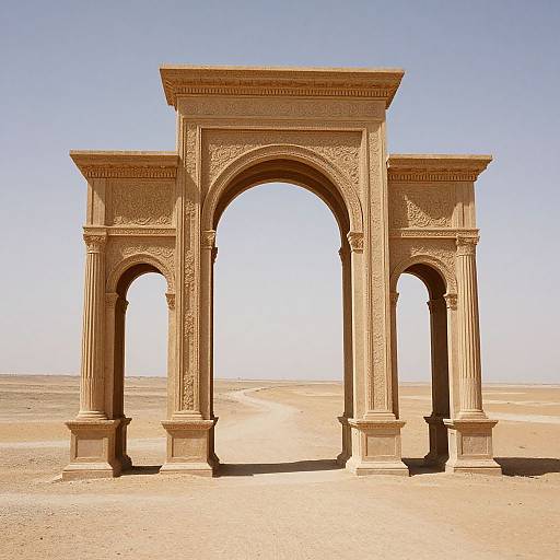 Ornate Archway in Desert Landscape