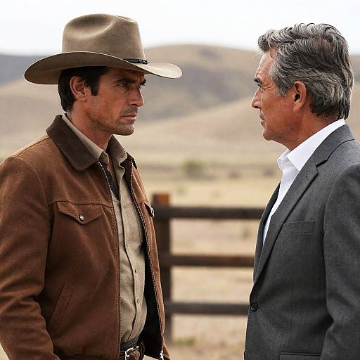 Intense Western Duel in Dramatic Landscape